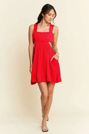 Davi & Dani Washed Satin Cutout Skirt Bandeau Mini Dress | Mini Dresses Daverri Fashions