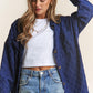 J.NNA Rhombus Stitched Button Up Denim Shacket Shackets