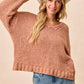 BiBi Chunky Knit Sweater with Flower Detail Sleeves - DAVERRI FASHIONS