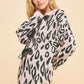 Davi & Dani Leopard Ribbon Tie Front Loose Fit Cardigan Cardigans