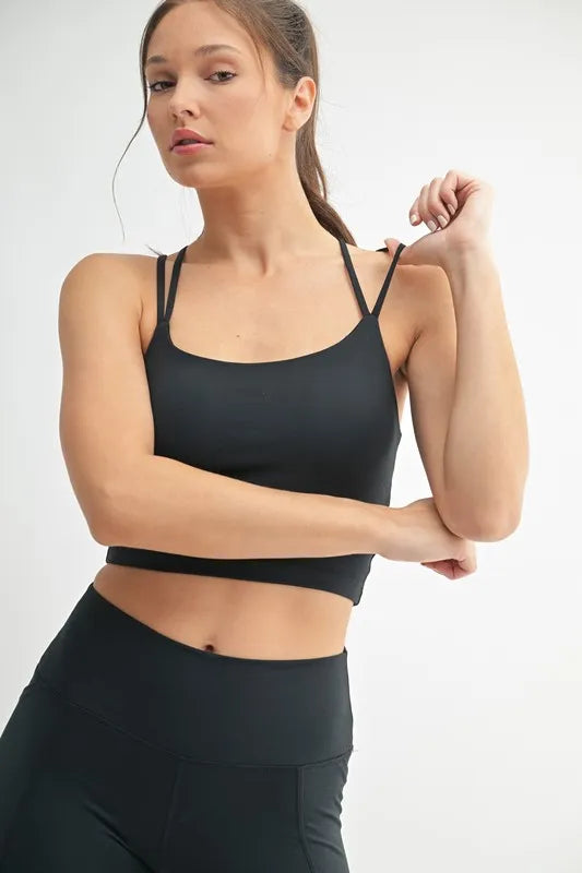 MONO B Venice Cloud Light Crisscross Sports Bra BLACK