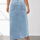 High Rise Slit Denim Skirt - DAVERRI FASHIONS