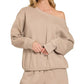 Zenana Fleece Boat Neck Sweatshirt and Shorts Set - DAVERRI FASHIONS