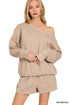 Zenana Fleece Boat Neck Sweatshirt and Shorts Set - DAVERRI FASHIONS