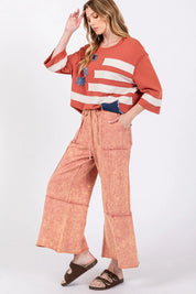 SAGE + FIG Mineral Washed Terry Wide Leg Pants | Pants Daverri Fashions