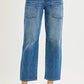 RISEN 4 Way Stretch Mid Rise Barrel Jeans with Patch Pocket Detail - DAVERRI FASHIONS