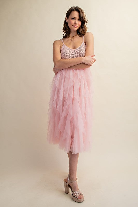 Lovely Tulle Midi Crochet Dress Midi Dresses