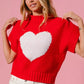 Red BiBi Rib Banded Heart Pattern Valentines Sweater