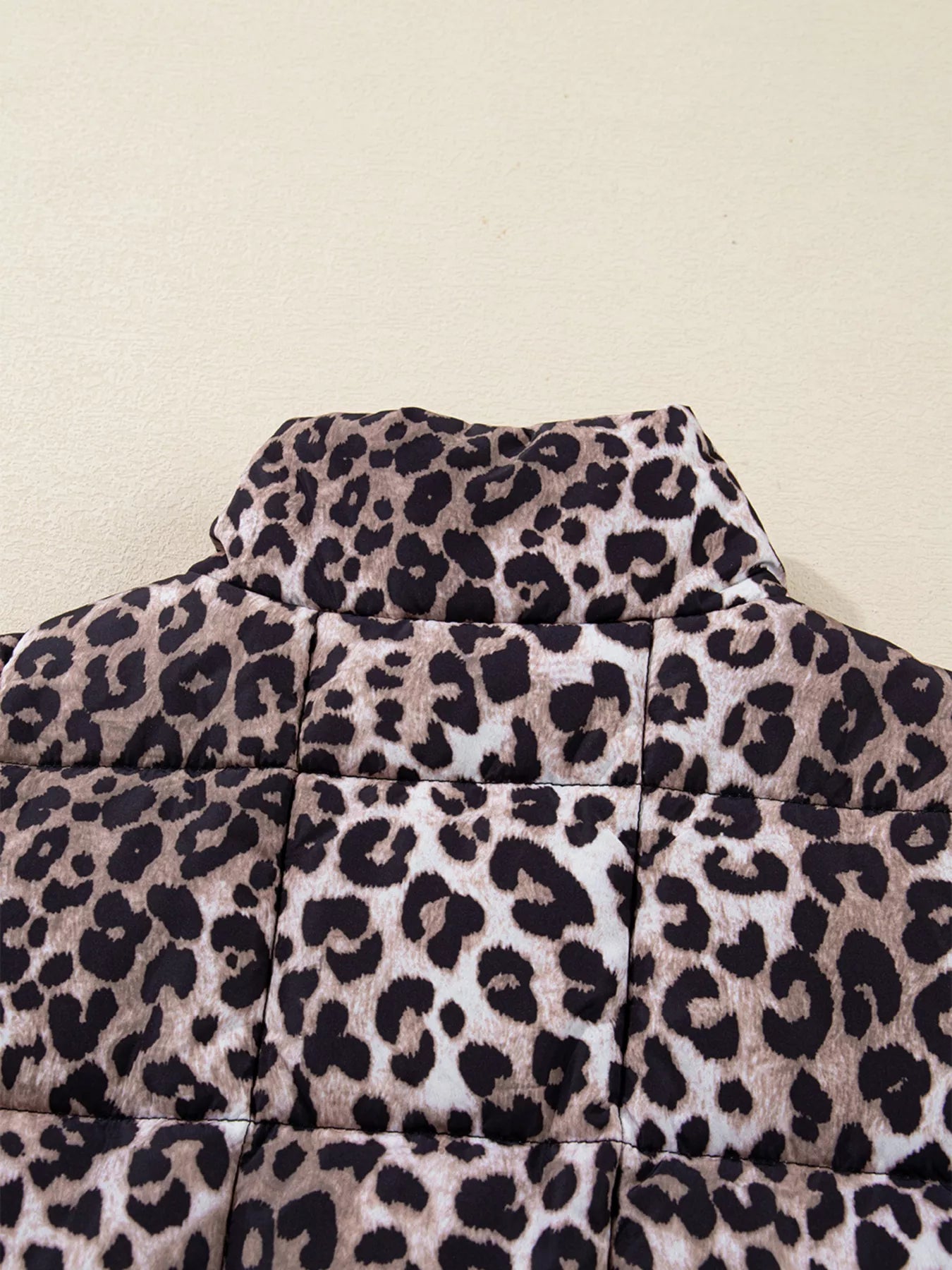 Leopard Quilted Full Zipper Casual Puff Vest | Vest Jackets Daverri Fashions