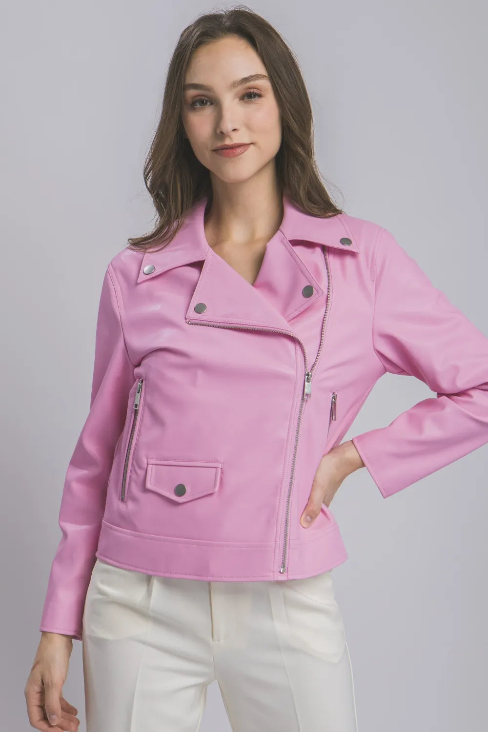 Love Tree Collared Neck Zip Up Jacket Jackets