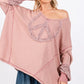 SAGE + FIG Peace Sign Mineral Wash Terry Top - DAVERRI FASHIONS
