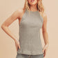 Aemi + Co Ribbed Round Neck Tank Gray