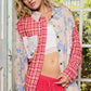 POL Patchwork Plaid Button-Up Shirt with Contrast Pockets PINKMULTI Shirts