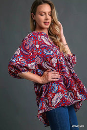 Umgee Mix Paisley Boho Tunic Blouse | Blouses Daverri Fashions