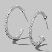Silver Zircon 925 Sterling C-Hoop Earrings with Cubic Zirconia