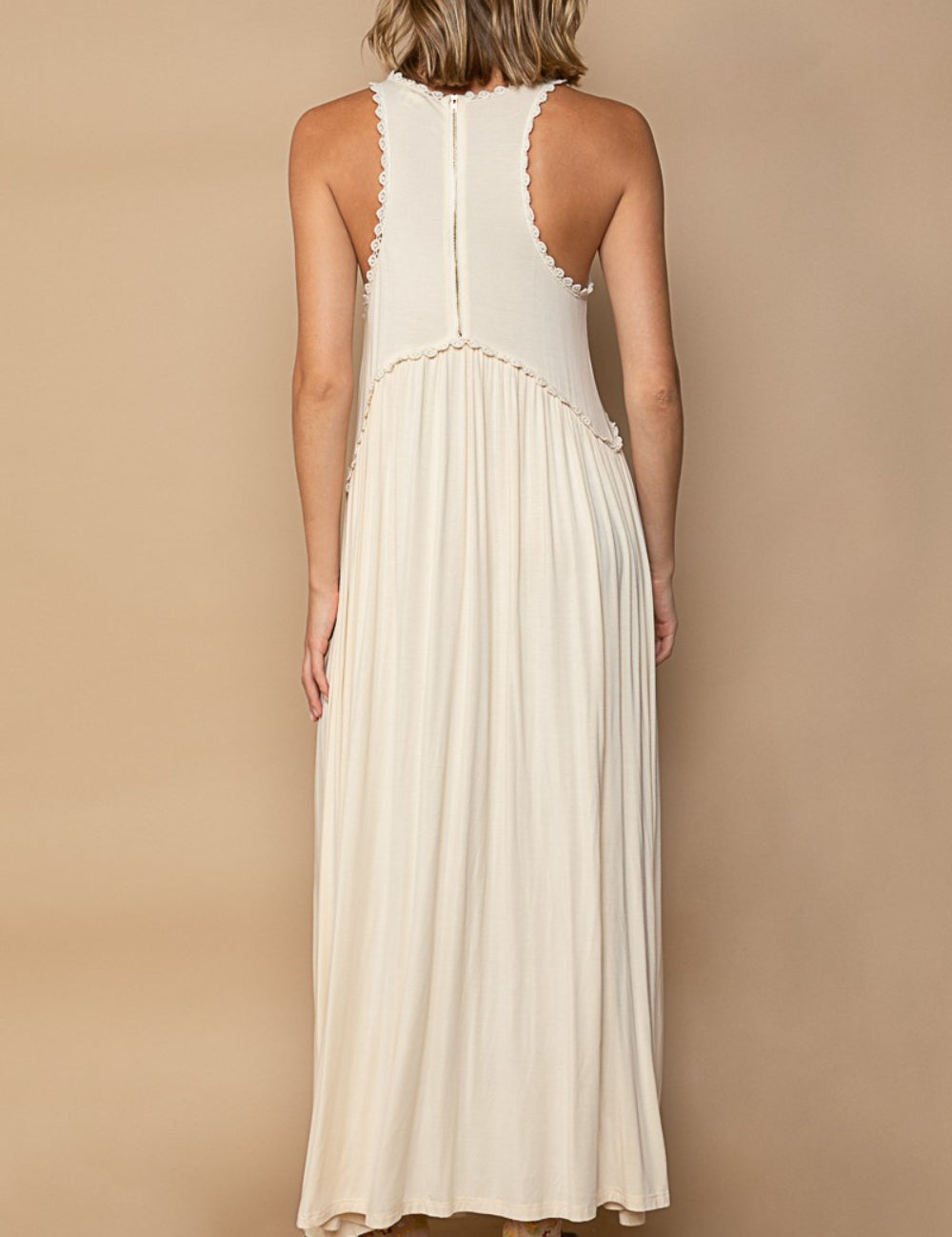 POL Sleeveless Back Zipper Front Slit Maxi Dress