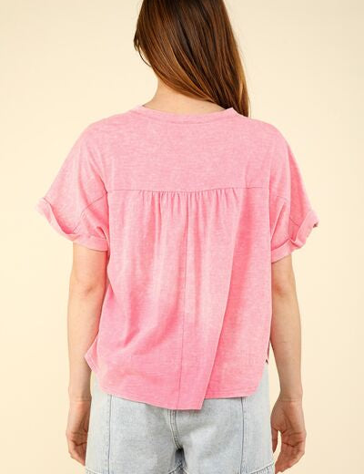 VERY J Nochted Short Sleeve Washed T-Shirt