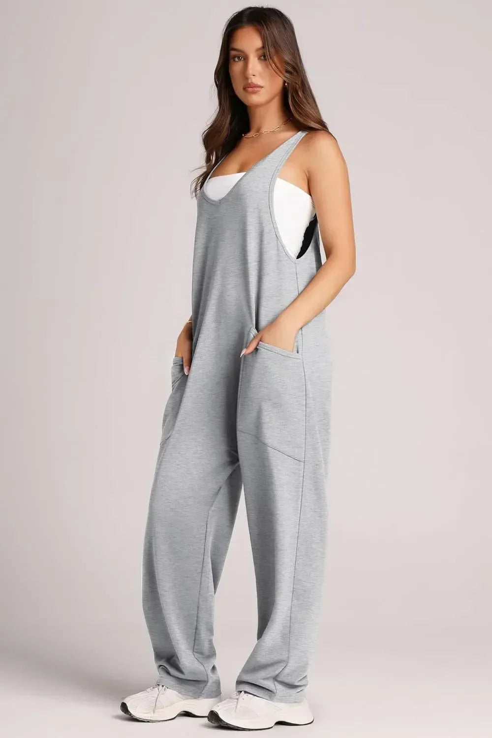 Lovelet V-Neck Wide Strap Overalls - DAVERRI FASHIONS
