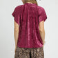 Umgee Crushed Velvet Pleated Blouse Blouses