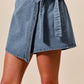 SO ME Wrap Braided Trimmed Denim Skort - DAVERRI FASHIONS