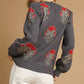 Umgee Single Flower Stem Jacquard Sweater - DAVERRI FASHIONS