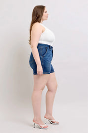 Judy Blue Double Button Waistband Denim Shorts Plus Size | Denim Shorts Daverri Fashions