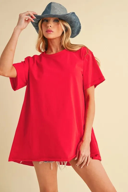Aemi+Co Round Neck Short Sleeve Oversized T-Shirt