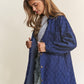 J.NNA Rhombus Stitched Button Up Denim Shacket Shackets