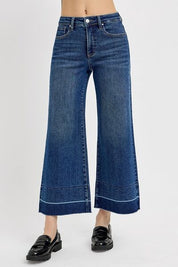 RISEN Tummy Control High Rise Crop Wide Hem Jeans Jeans