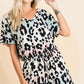 BiBi Gradation Leopard Soft Knit V-neck Romper Rompers