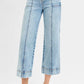 RISEN Full Size High Rise Crop Wide Front Seam Detailed Jeans Jeans