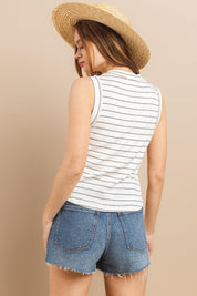 Ces Femme Striped Round Neck Tank | Tank Tops Daverri Fashions