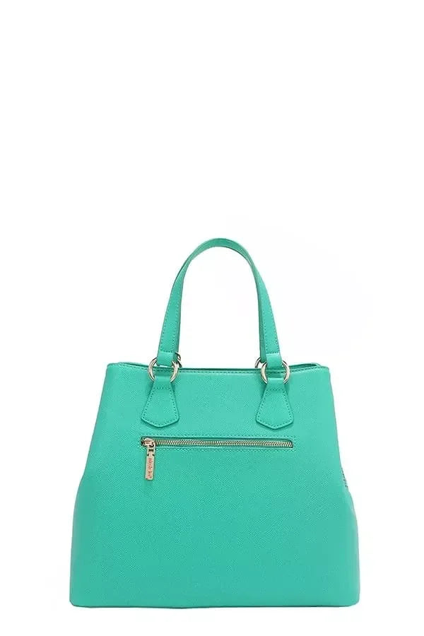 Monogram Pattern Handbag with Rhinestones Decor - DAVERRI FASHIONS