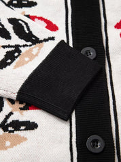 Daverri Fashions Floral Button Down Cardigan with Geometric Border - DAVERRI FASHIONS