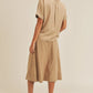 MABLE Short Sleeve Top and Button Down Midi Skirt Set Skirt Sets