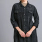 Umgee Raw Hem Button Down Denim Jacket with Chest Pockets Black