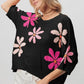 BiBi Floral Pattern Cropped Sweater Black - DAVERRI FASHIONS