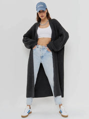Open Front Long Sleeve Longline Cardigan | Cardigans Daverri Fashions