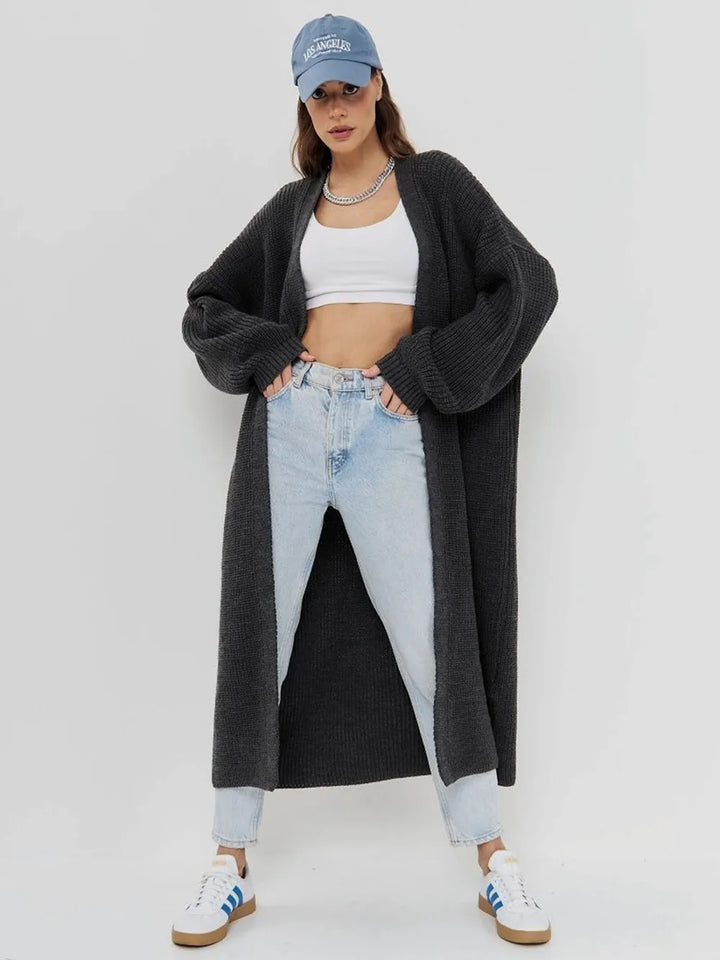 Open Front Long Sleeve Longline Cardigan | Cardigans Daverri Fashions