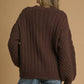 Umgee Cable Knit Pearl Button Cardigan Chocolate - DAVERRI FASHIONS