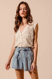 SO ME Flared Denim Shorts with Elasticized Waist | Denim Shorts Daverri Fashions