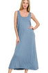 Zenana French Terry Twisted Strap Midi Dress DUSTY BLUE