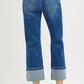 RISEN High Rise Straight Jeans with Distressed Hem - DAVERRI FASHIONS