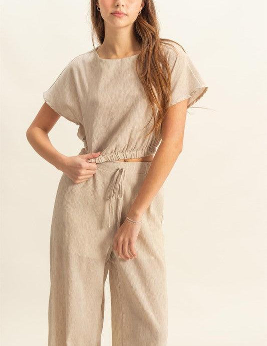 HYFVE Round Neck Short Sleeve Top and Pants Set | Outfit Sets Daverri Fashions