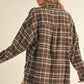 Aemi + Co Side Slit High-Low Plaid Long Sleeve Polo Shirt - DAVERRI FASHIONS