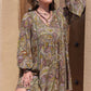 Plus Size Printed V-Neck Long Sleeve Midi Dress - DAVERRI FASHIONS