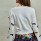White SO ME Mardi Gras glitter bow knit sweater with colorful sequins