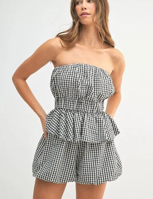 MABLE Gingham Tube Top and Shorts Set | Outfit Sets Daverri Fashions