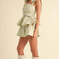 MABLE Jacquard Floral Peplum Top and Flare Shorts Set Outfit Sets