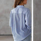 Lovelet Striped Collared Neck Shirt with Pocket - DAVERRI FASHIONS